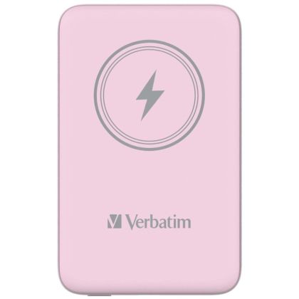 Външна батерия Verbatim MCP-10PK Power Pack 10000 mAh with UBS-C® PD 20W / Magnetic Wireless Charging 15W Pink