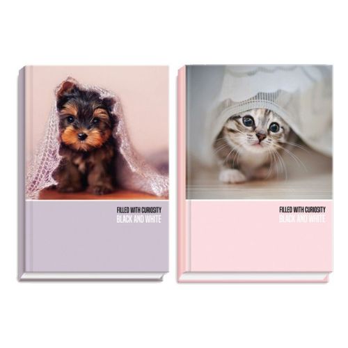 Тетрадка Black&White Curiosity Шити и лепени твърди корици, офсет, А5 96 л. с широки редове