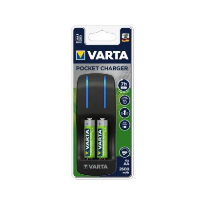 Батерия Varta Power Accu R2U/AA със зарядно Презареждаща 2100 mAh, 1.2V, 4 бр., За 2/4 батерии AA/AAA