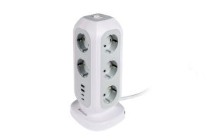 Разклонител Verbatim EUPT-01 EU Power Tower 11 AC with 2 x USB-C / 2 x USB-A