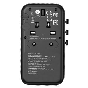 Адаптер Verbatim UTA-06 GaN III Universal Travel Adapter with 2 x USB-C PD 100W & QC 4+ / 2 x USB-A QC 3.0