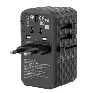 Адаптер Verbatim UTA-06 GaN III Universal Travel Adapter with 2 x USB-C PD 100W & QC 4+ / 2 x USB-A QC 3.0