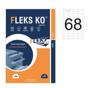 Етикети Fleks Ko Бели, прави ъгли, 48.5x16.9 mm A4, 100 л. 68 етик./лист