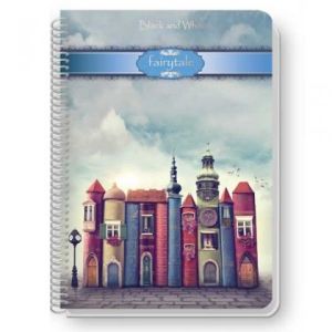 Тетрадка Black&White Fairytale Mix Ламинирани корици, спирала, офсет, 2 теми, А4 80 л. с редове
